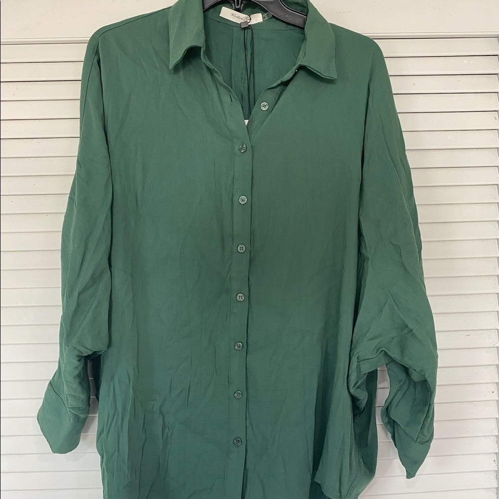Soft, green button down shirt